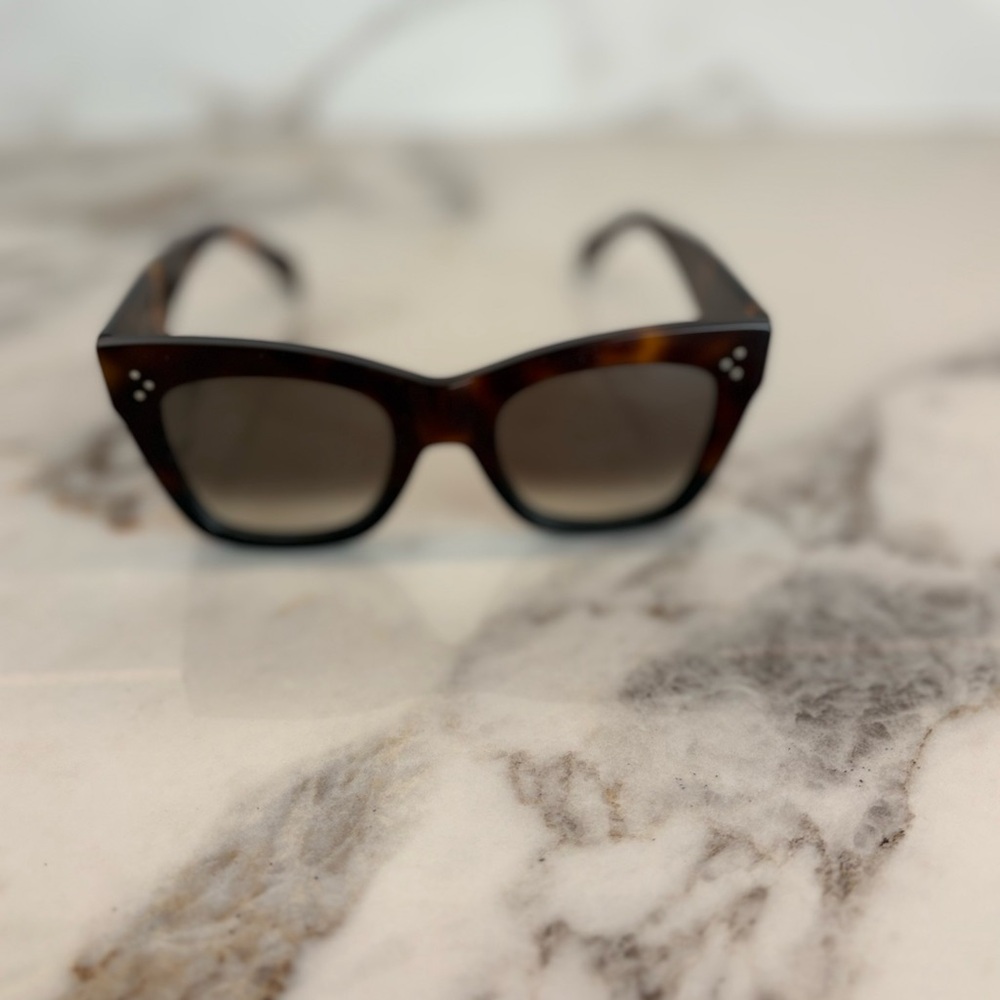 Celine Cat Eye Sunglasses CL41000/S Tortoiseshell Brown Gradient Designer Shades - Picture 12 of 13